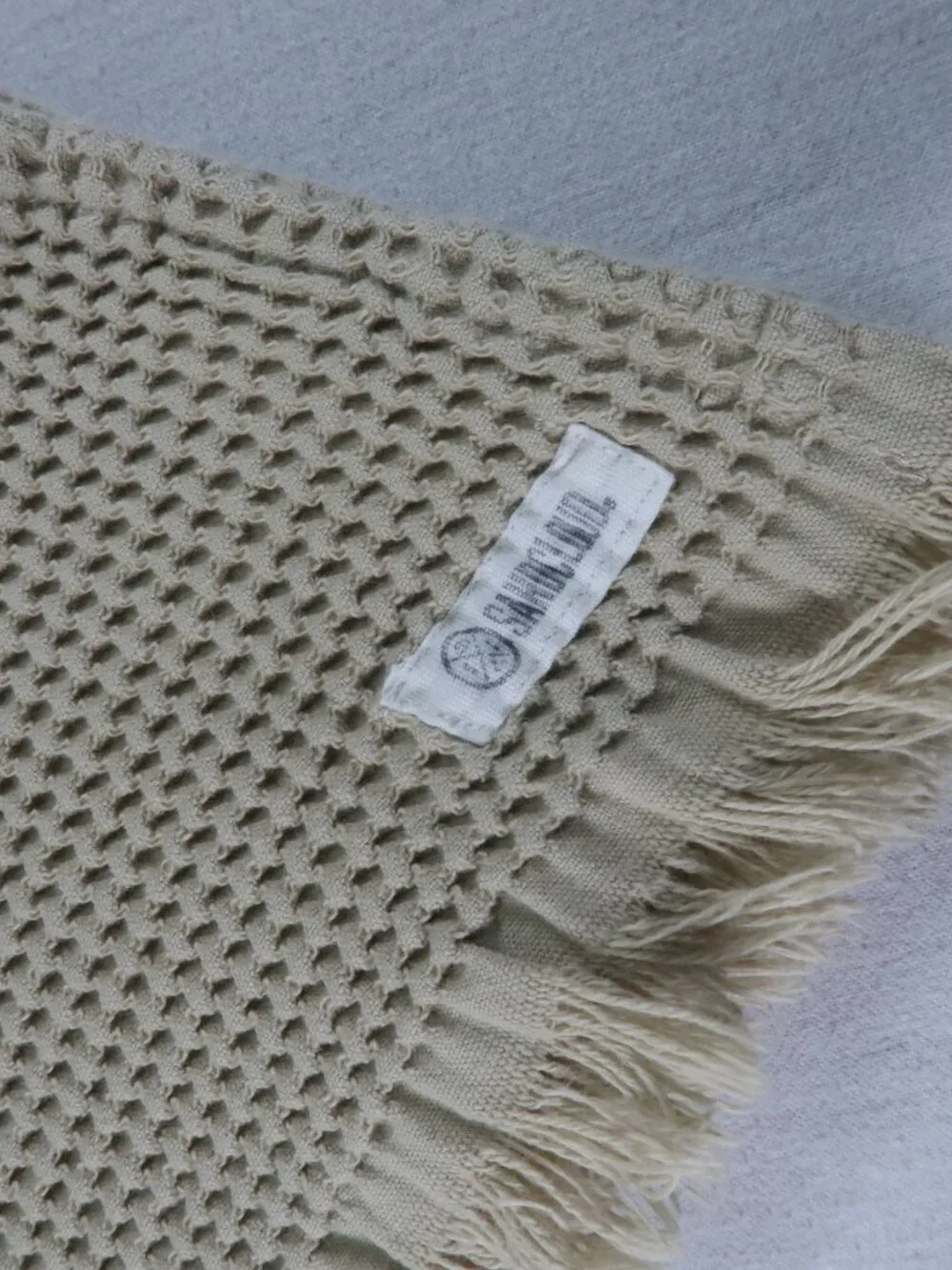 Sandcloud 100% Cotton Turkish Made Waffle Bath Towel Beige Fringe Spa